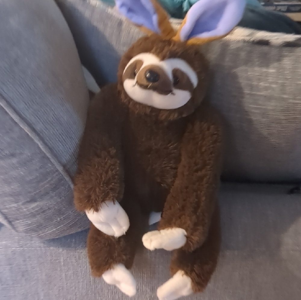 Charming Sloth Plush with Bunny Ears